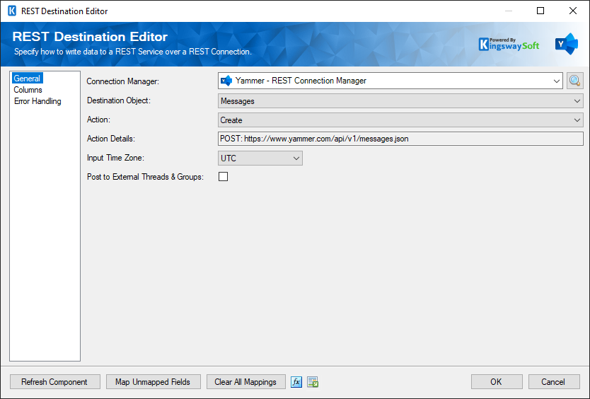 SSIS REST Yammer Destination